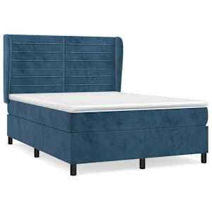 Box spring postelja z vzmetnico temno modra 140x190cm žamet - slika 2