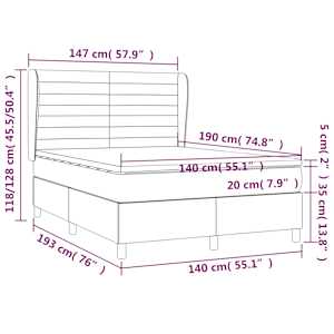 Box spring postelja z vzmetnico temno modra 140x190cm žamet - slika 7