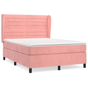 Box spring postel s matrací růžová 140x190 cm samet - obrázek 2