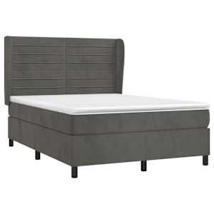 Box spring postel s matrací tmavě šedá 140x200 cm samet - obrázek 3