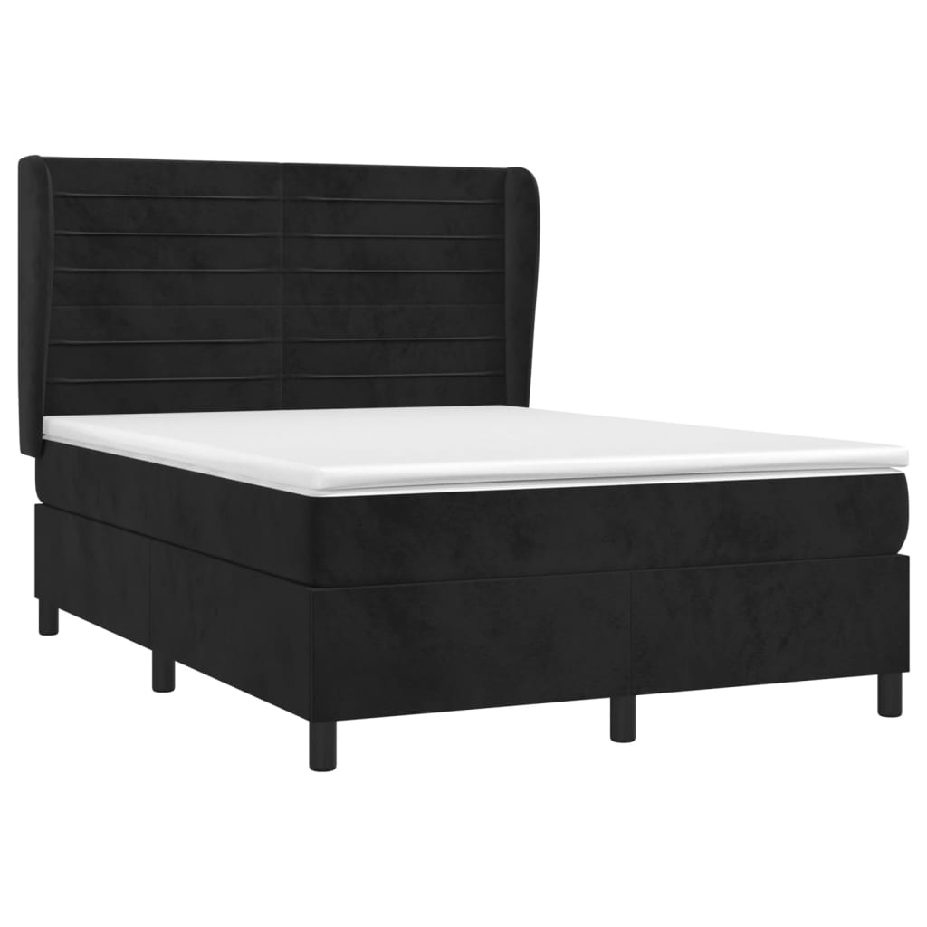 Thumbnail - vidaXL Boxspringbett mit Matratze Schwarz 140x200 cm Samt
