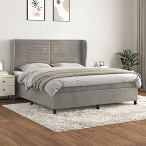 Box spring postel s matrací světle šedá 160x200 cm samet - obrázek 1