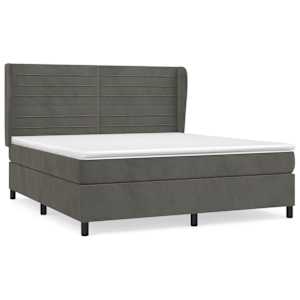 Box spring postel s matrací tmavě šedá 180x200 cm samet - obrázek 2