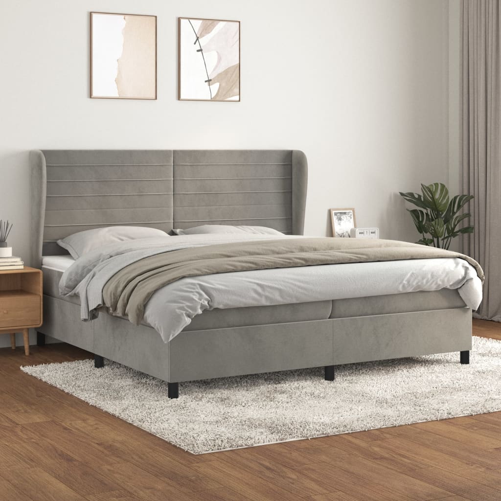 Box spring postel s matrací světle šedá 200x200 cm samet