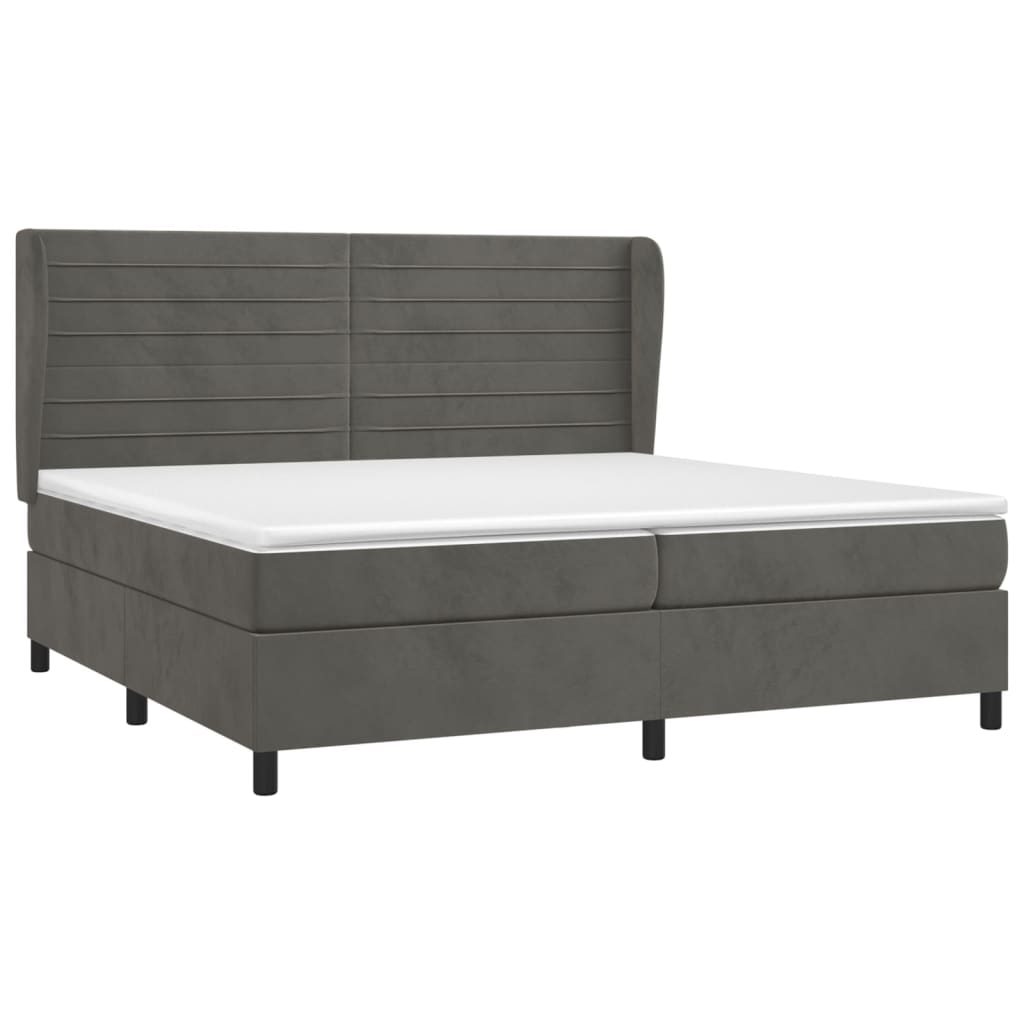 vidaXL Boxspring met matras fluweel donkergrijs 200x200 cm afbeelding