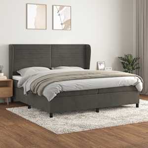 Box spring postel s matrací tmavě šedá 200x200 cm samet - obrázek 1