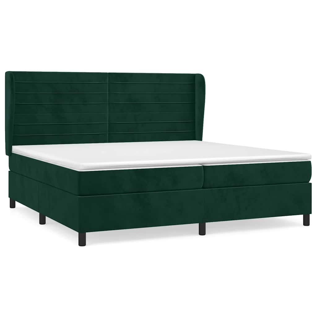 VidaXL Box spring postel s matrací tmavě zelená 200x200 cm samet