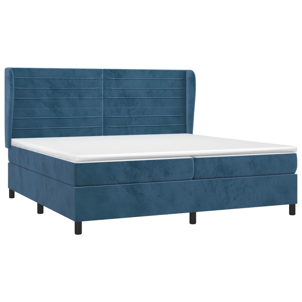 vidaXL Boxspring met matras fluweel donkerblauw 200x200 cm afbeelding