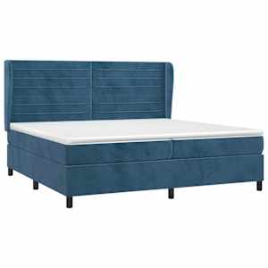 Box spring postel s matrací tmavě modrá 200x200 cm samet - obrázek 3