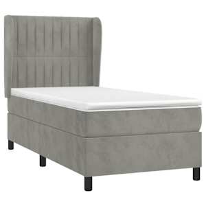 Box spring postel s matrací světle šedá 80 x 200 cm samet - obrázek 3
