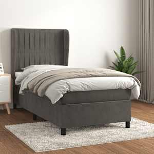 Box spring postel s matrací tmavě šedá 80 x 200 cm samet - obrázek 1