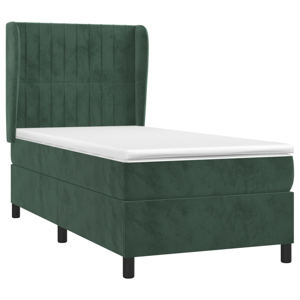vidaXL Boxspring met matras fluweel donkergroen 80x200 cm afbeelding