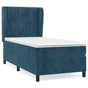 Box spring postel s matrací tmavě modrá 80 x 200 cm samet - obrázek 2