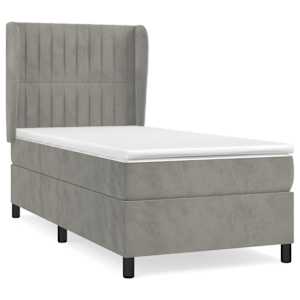 Box spring postel s matrací světle šedá 90x190 cm samet - obrázek 2
