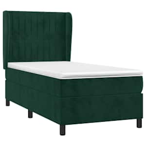 Box spring postel s matrací tmavě zelená 90x190 cm samet - obrázek 3