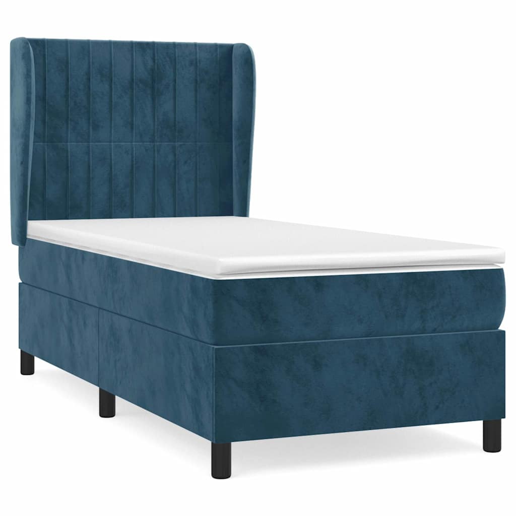 Thumbnail - vidaXL Boxspringbett mit Matratze Dunkelblau 90x190 cm Samt