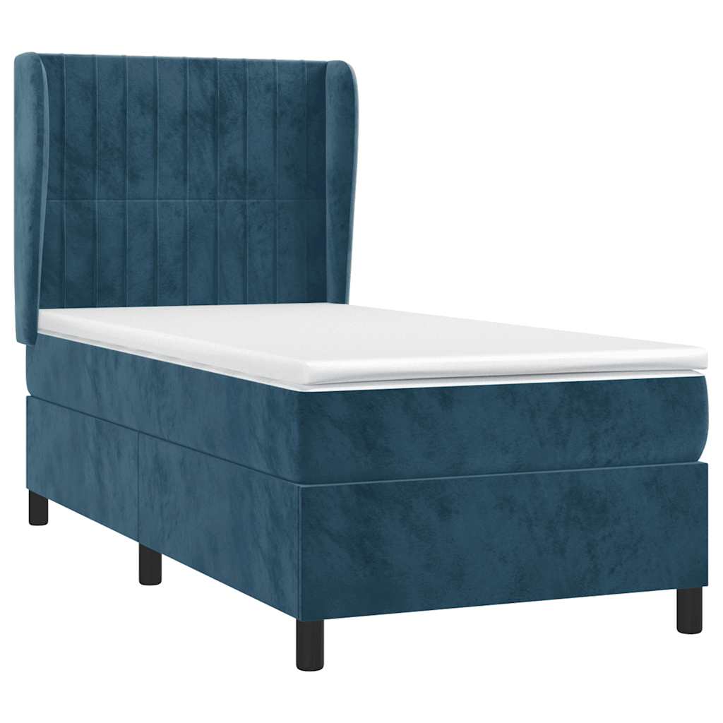 Thumbnail - vidaXL Boxspringbett mit Matratze Dunkelblau 90x190 cm Samt