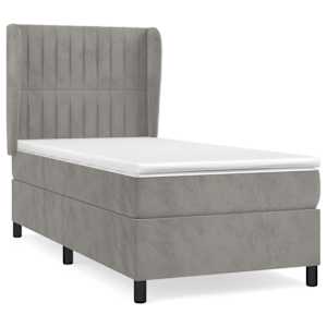 Box spring postel s matrací světle šedá 90x200 cm samet - obrázek 2