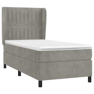 Box spring postel s matrací světle šedá 90x200 cm samet - obrázek 3
