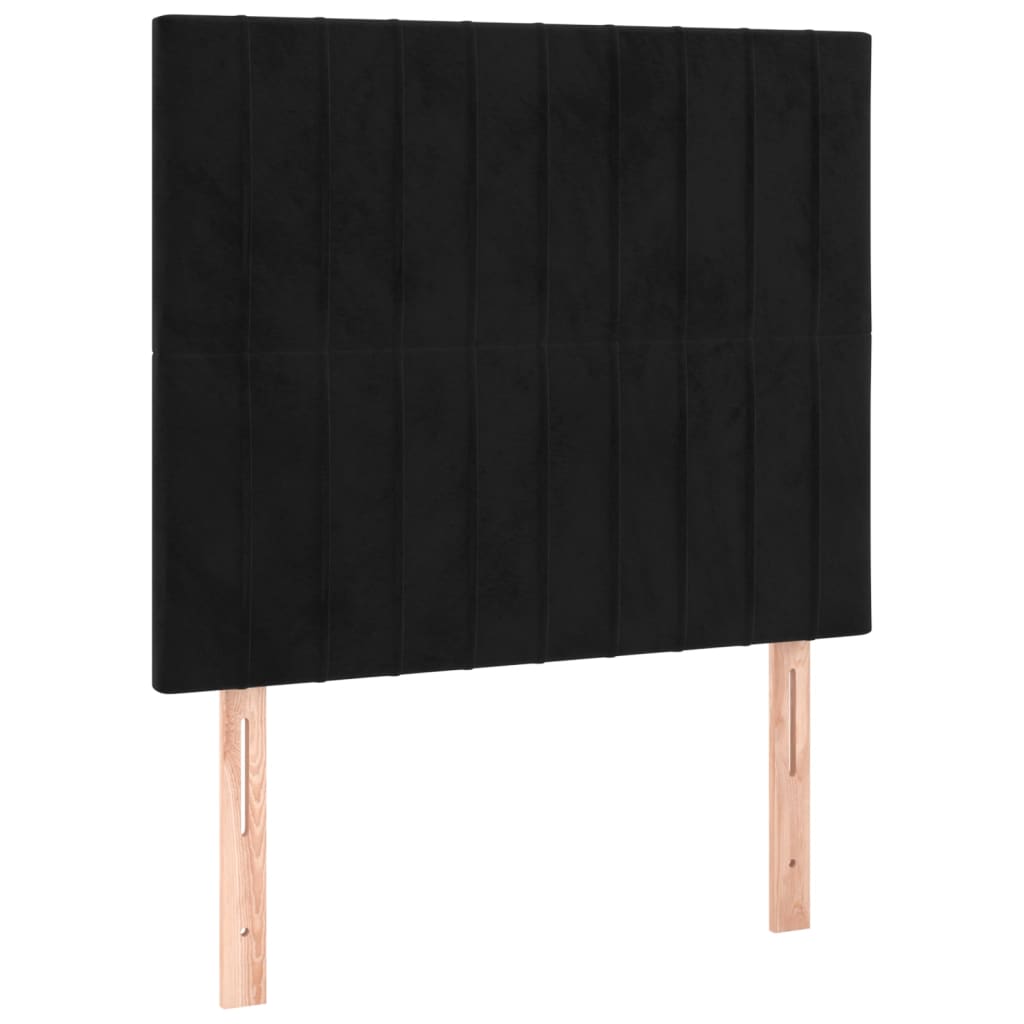 Pat box spring cu saltea, negru, 90x200 cm, catifea