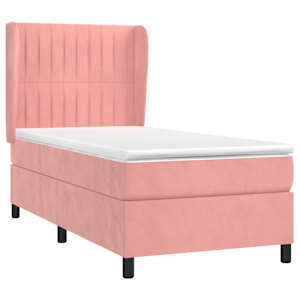 Box spring postel s matrací růžová 90x200 cm samet - obrázek 3