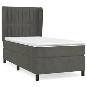 Box spring postel s matrací tmavě šedá 100x200 cm samet - obrázek 2