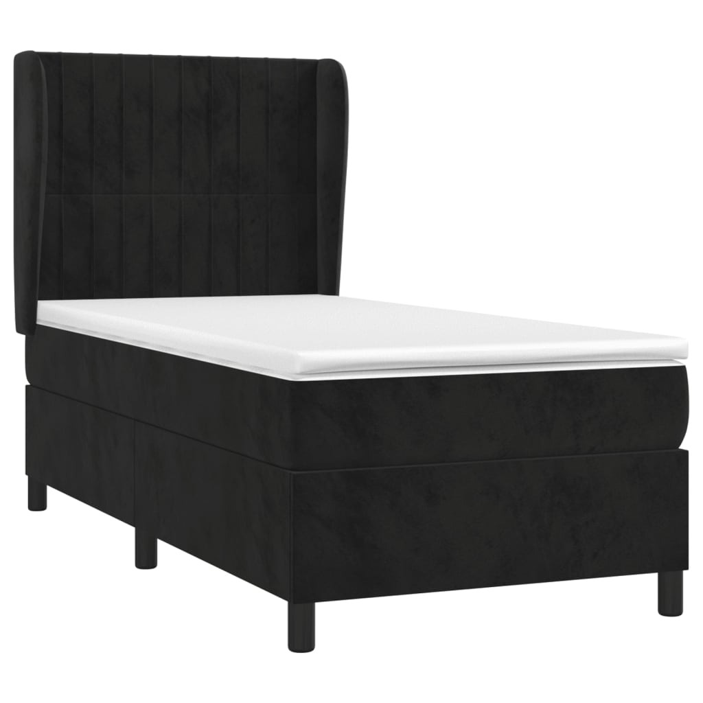 Thumbnail - vidaXL Boxspringbett mit Matratze Schwarz 100x200 cm Samt