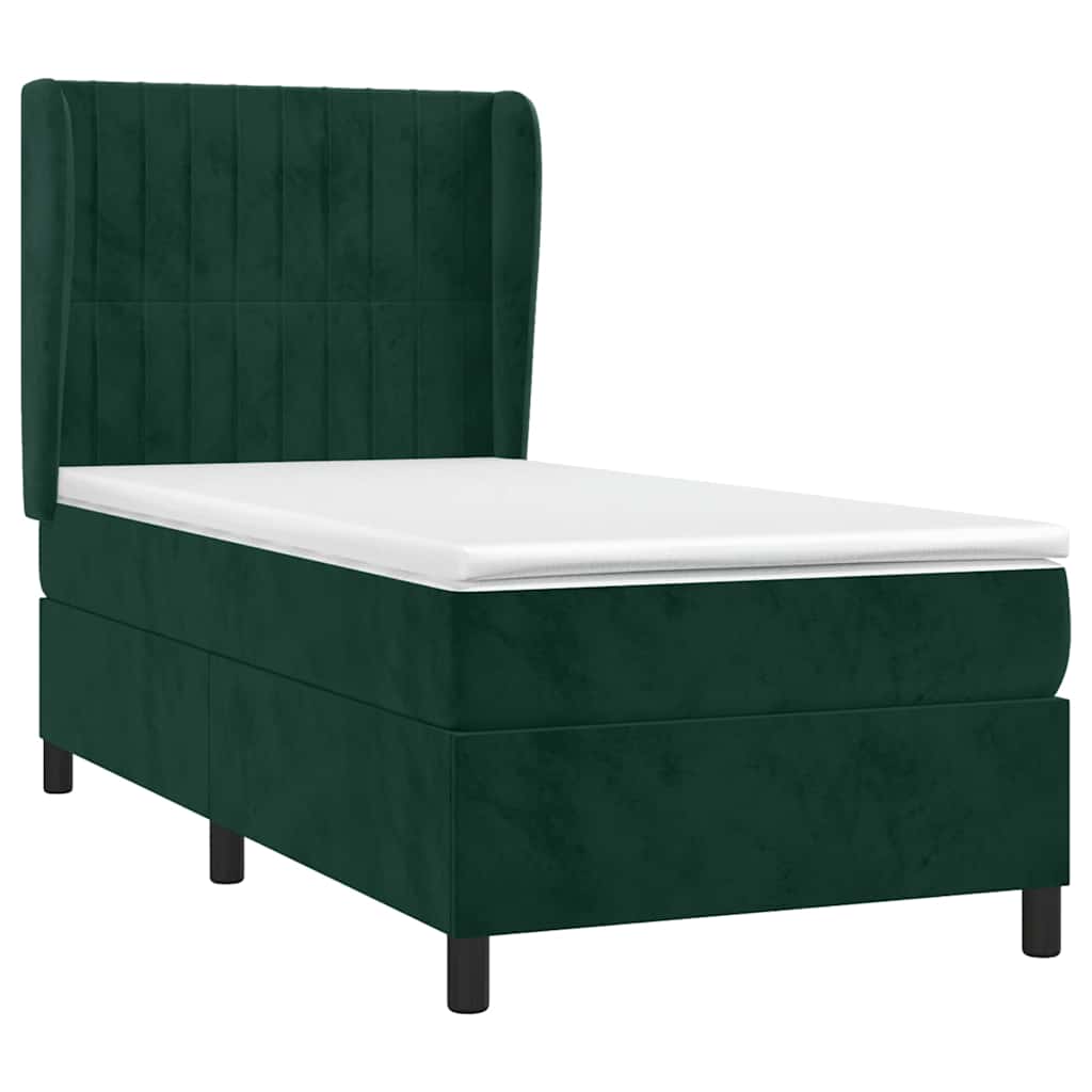 vidaXL - Boxspring - met - matras - fluweel - donkergroen - 100x200 - cm