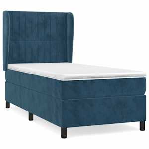 Box spring postel s matrací tmavě modrá 100x200 cm samet - obrázek 2