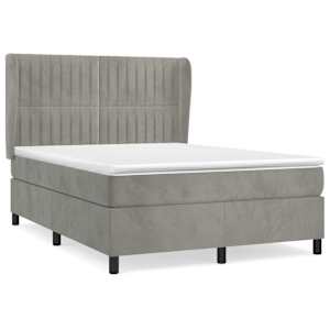 Box spring postel s matrací světle šedá 140x190 cm samet - obrázek 2