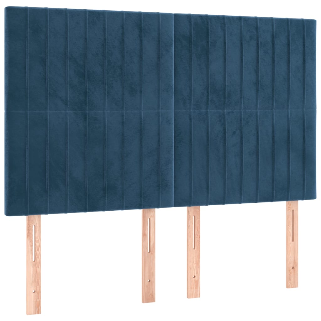 Pat box spring cu saltea, albastru închis, 140x190 cm, catifea