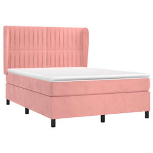 Box spring postel s matrací růžová 140x190 cm samet - obrázek 3
