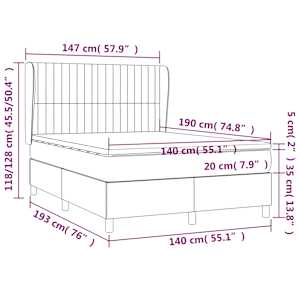 Box spring postel s matrací růžová 140x190 cm samet - obrázek 7