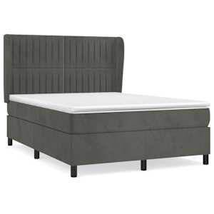 Box spring postel s matrací tmavě šedá 140x200 cm samet - obrázek 2