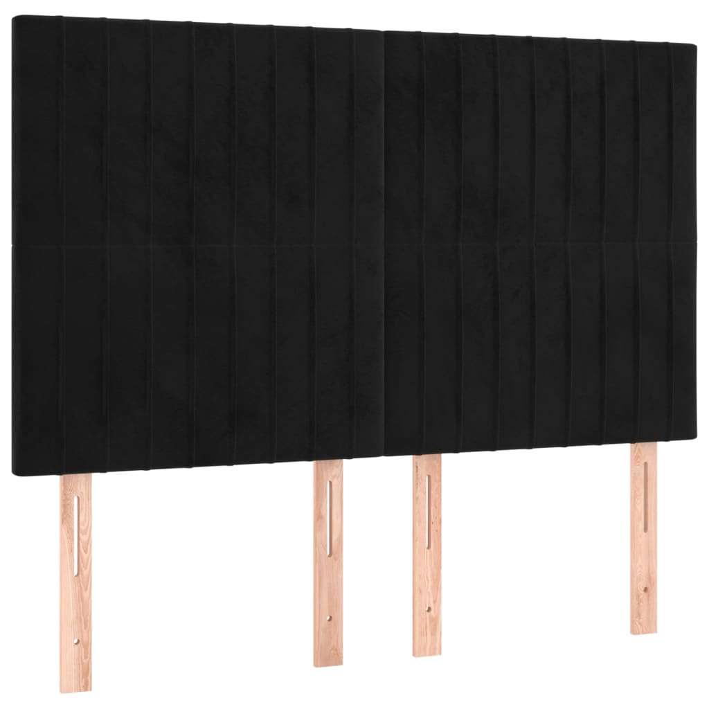 Pat box spring cu saltea, negru, 140x200 cm, catifea
