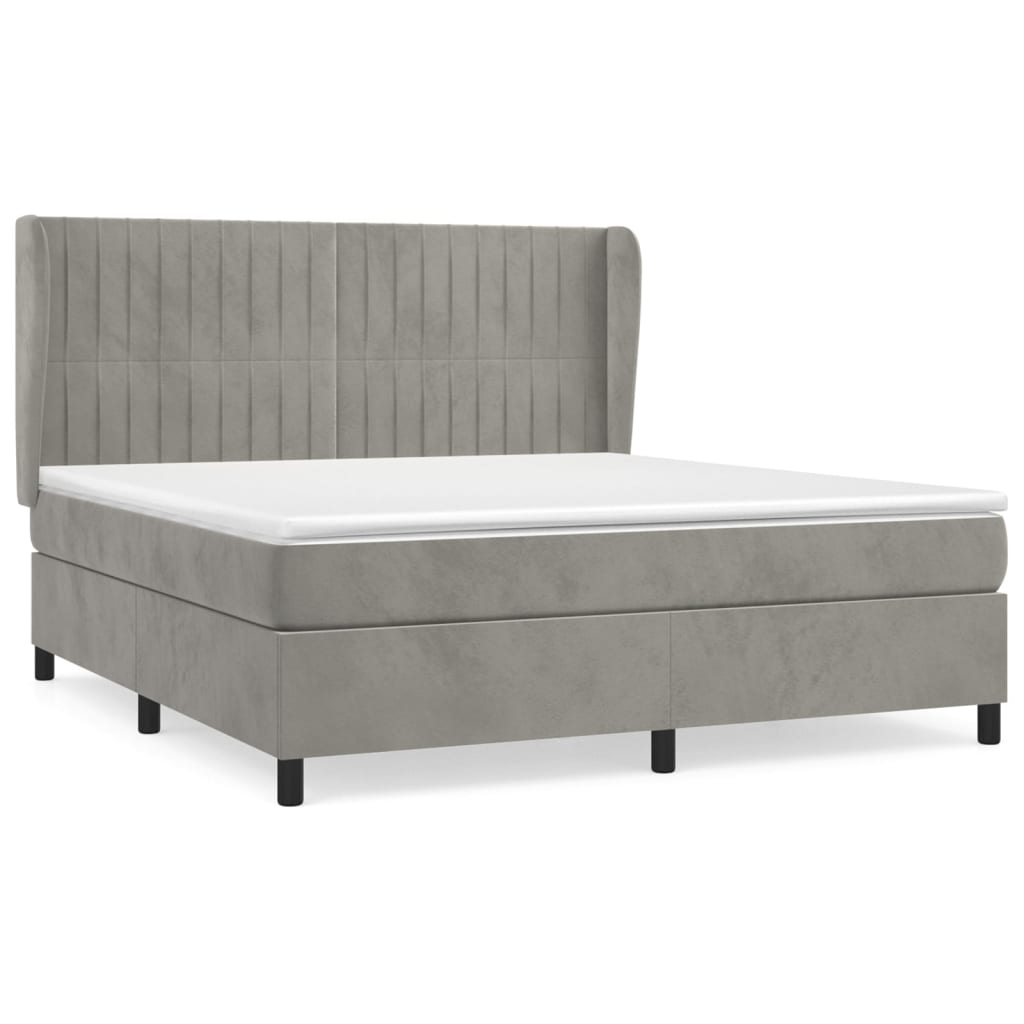 vidaXL Box spring postel s matrací světle šedá 160x200 cm samet