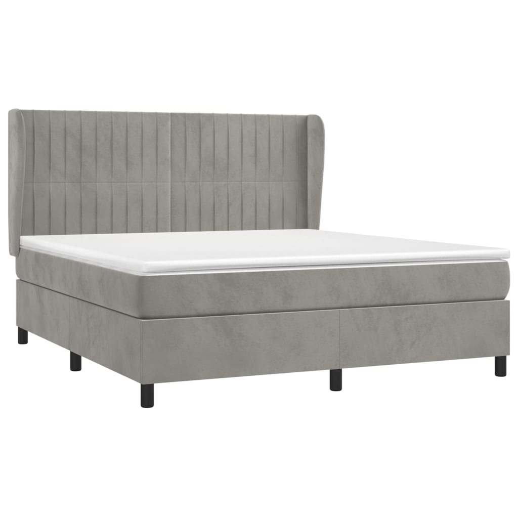 Thumbnail - vidaXL Boxspringbett mit Matratze Hellgrau 160x200 cm Samt
