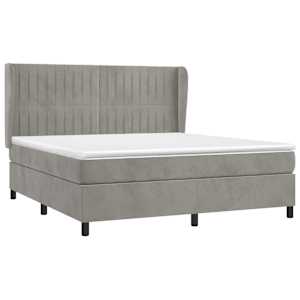 Box spring postel s matrací světle šedá 160x200 cm samet - obrázek 3
