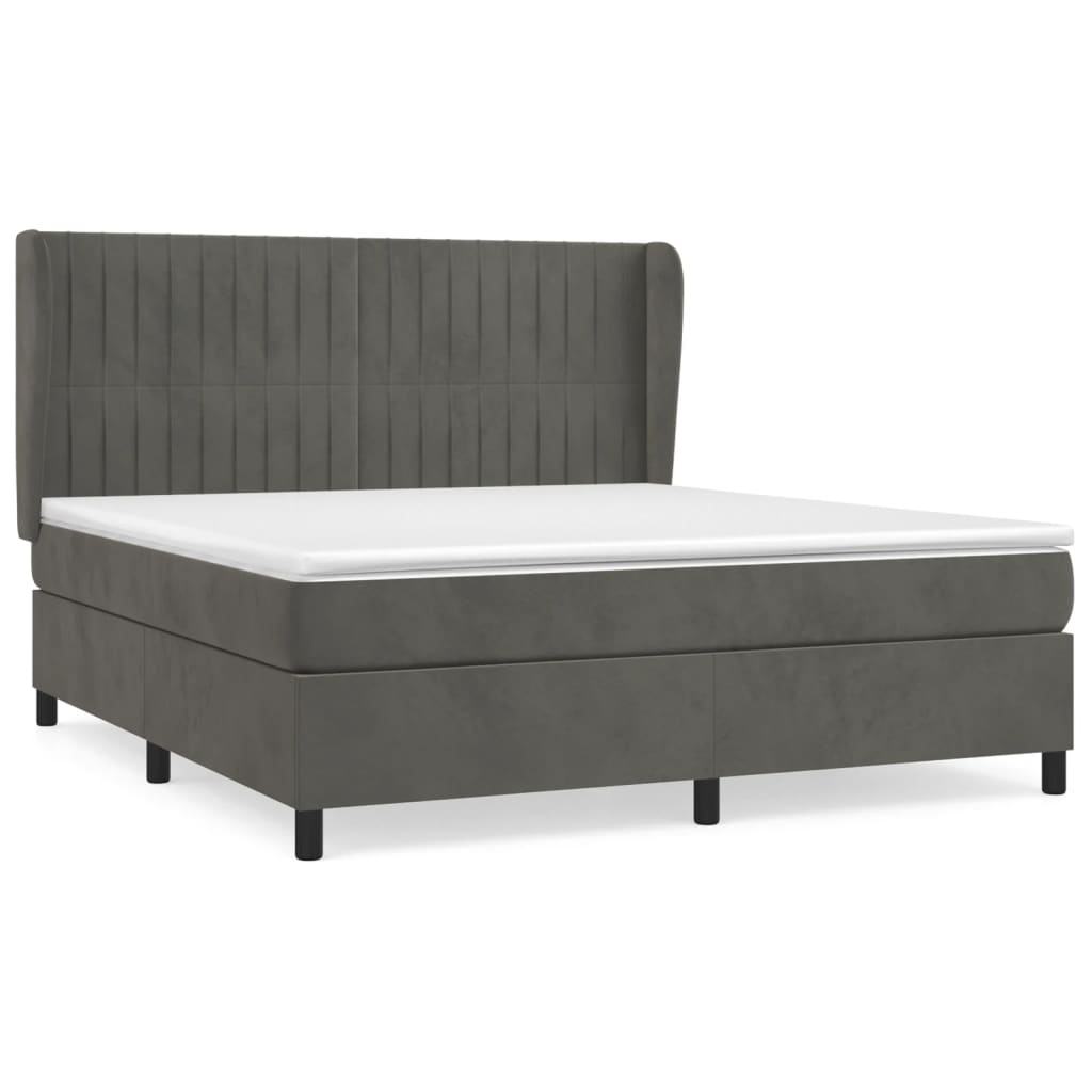 vidaXL Box spring postel s matrací tmavě šedá 160x200 cm samet