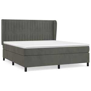Box spring postel s matrací tmavě šedá 160x200 cm samet - obrázek 2