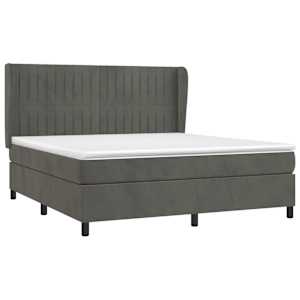 Box spring postel s matrací tmavě šedá 160x200 cm samet - obrázek 3