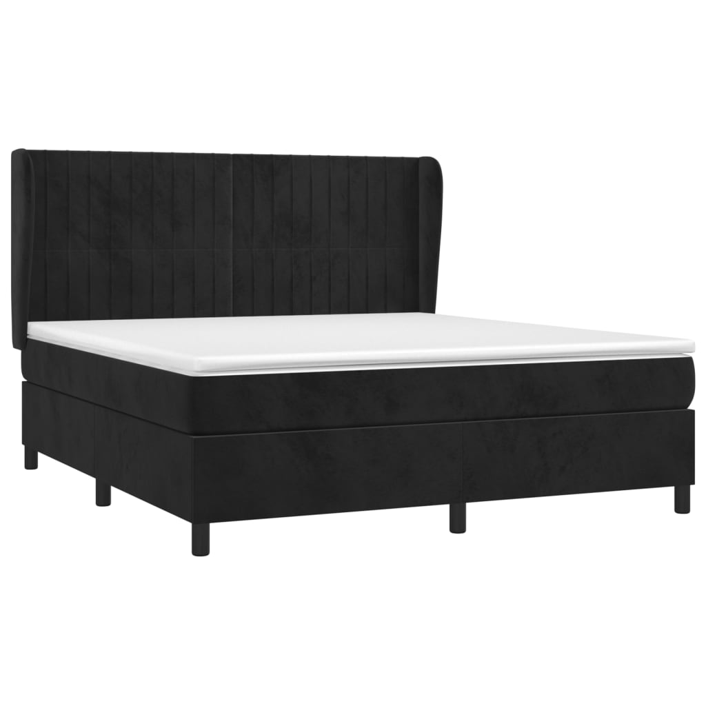 vidaXL Boxspring met matras fluweel zwart 160x200 cm afbeelding