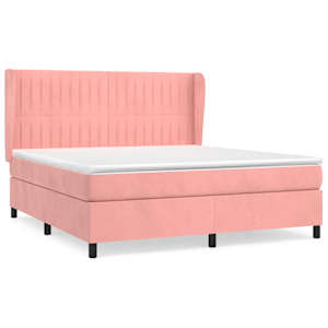 Box spring postel s matrací růžová 160x200 cm samet - obrázek 2