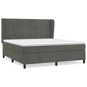 Box spring postel s matrací tmavě šedá 180x200 cm samet - obrázek 2