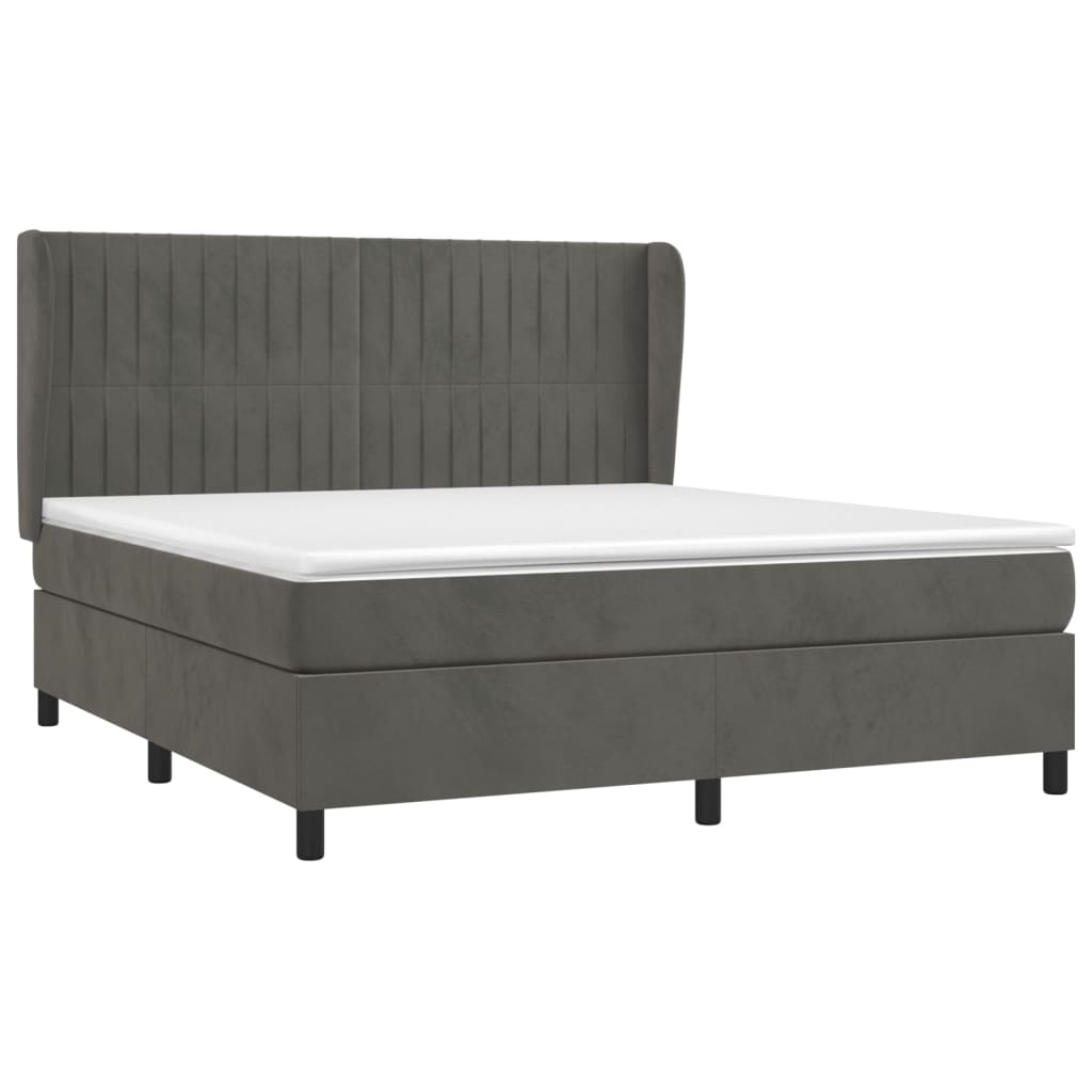 vidaXL Boxspring met matras fluweel donkergrijs 180x200 cm afbeelding