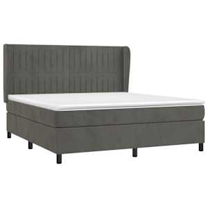 Box spring postel s matrací tmavě šedá 180x200 cm samet - obrázek 3