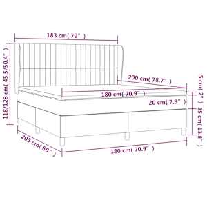 Box spring postel s matrací tmavě šedá 180x200 cm samet - obrázek 7