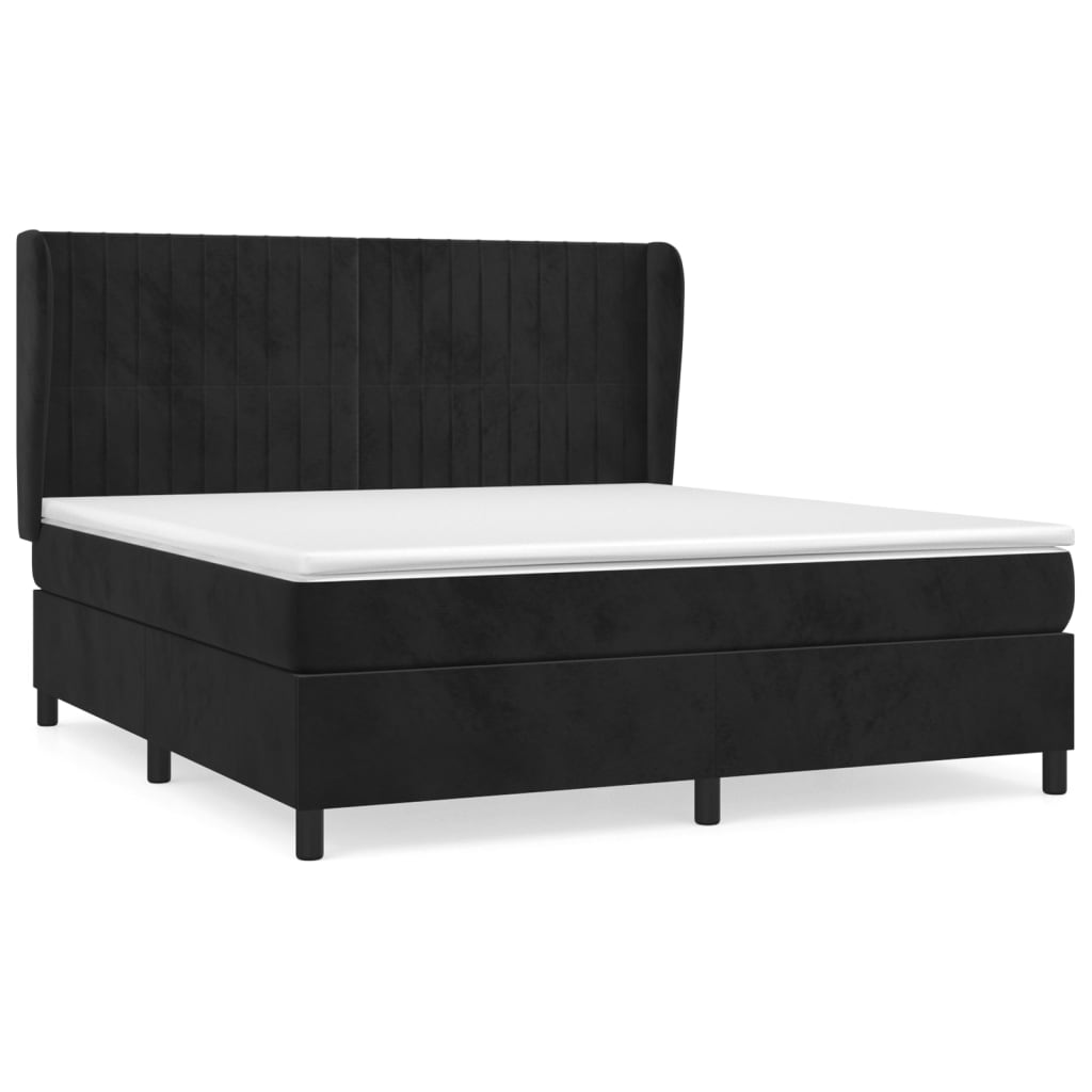 vidaXL Box spring postel s matrací černá 180x200 cm samet