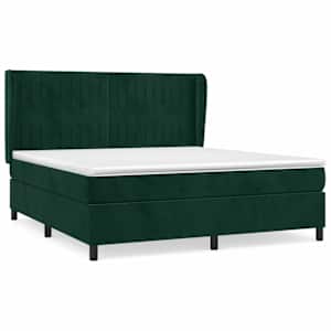 Box spring postel s matrací tmavě zelená 180x200 cm samet - obrázek 3