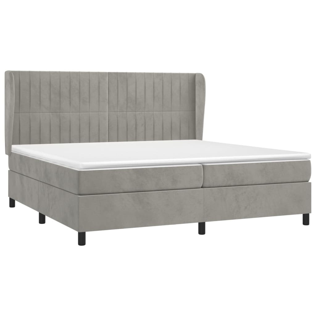 Thumbnail - vidaXL Boxspringbett mit Matratze Hellgrau 200x200 cm Samt